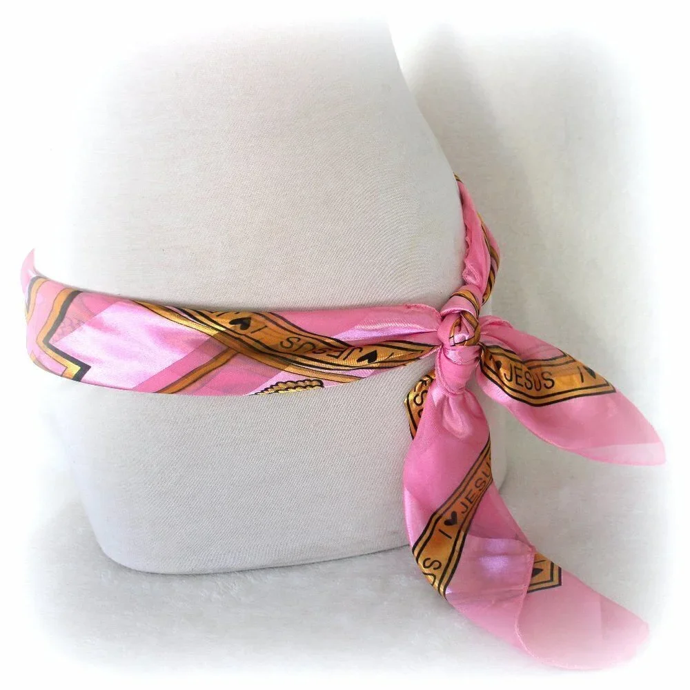 Pink Dove Bible Holy Spirit Worship Veil Christian Cross I ❤ Love Jesus Scarf